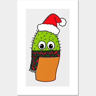 Cute Cactus Design #338: Cute Cactus With Christmas Scarf Posters and Art